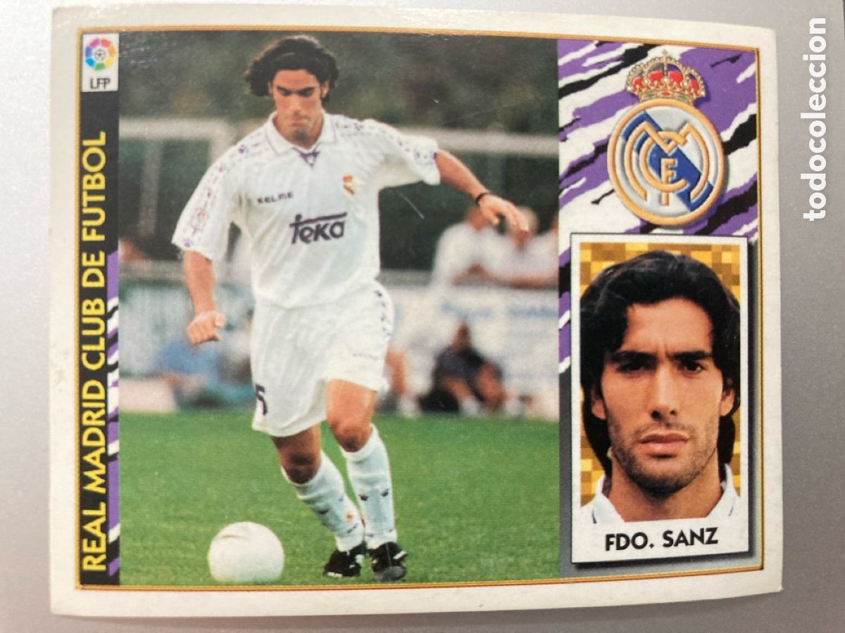 Cromos de f&uacute;tbol: FERNANDO SANZ REAL MADRID LIGA ESTE 1997 1998 97 98 NUNCA PEGADO SIN PEGAR