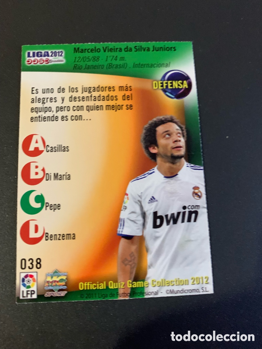 Cromos de f&uacute;tbol: Mundicromo 2012. 038. MARCELO - Foto 2