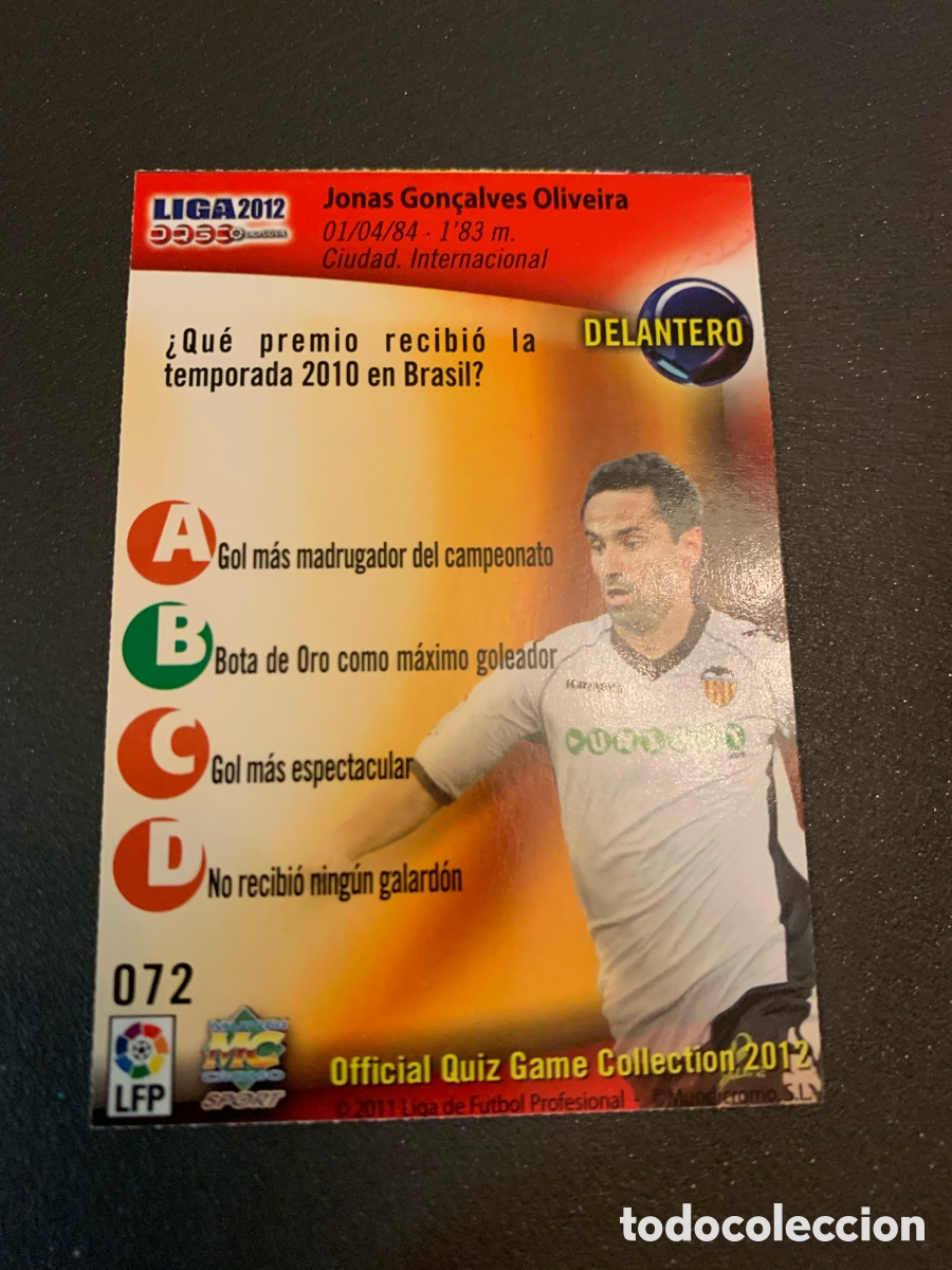 Cromos de f&uacute;tbol: Mundicromo 2012. 072. JON&Aacute;S - Foto 2