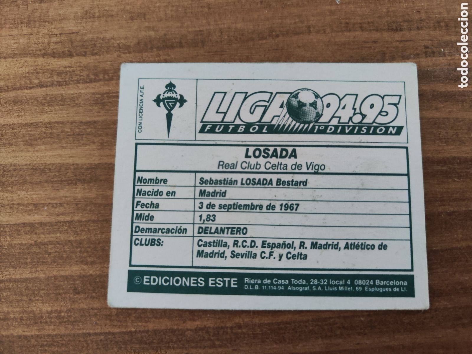 Cromos de f&uacute;tbol: Este 94 95 sin pegar Celta Losada - Foto 2