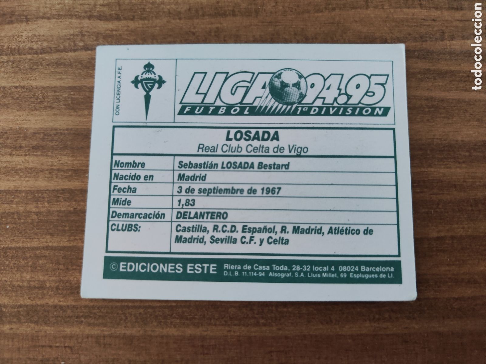Cromos de f&uacute;tbol: Este 94 95 sin pegar Celta Losada - Foto 2