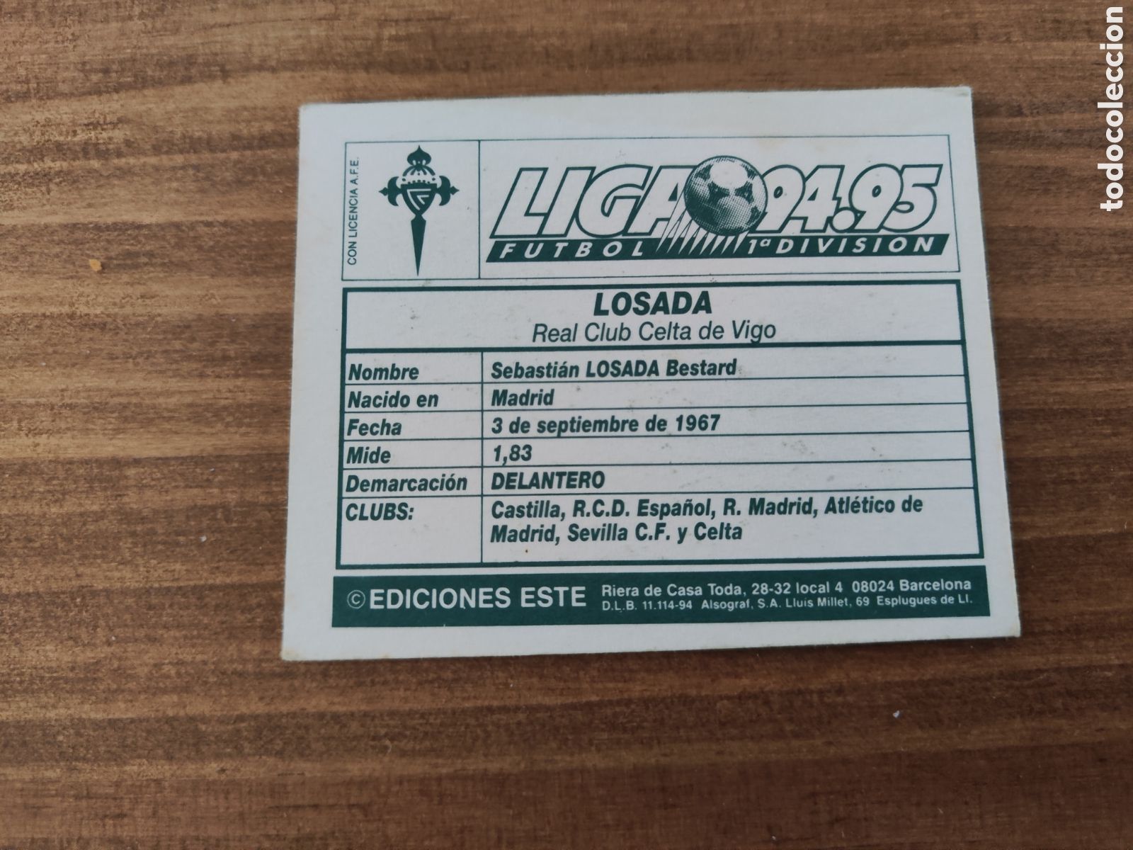 Cromos de f&uacute;tbol: Este 94 95 sin pegar Celta Losada - Foto 2