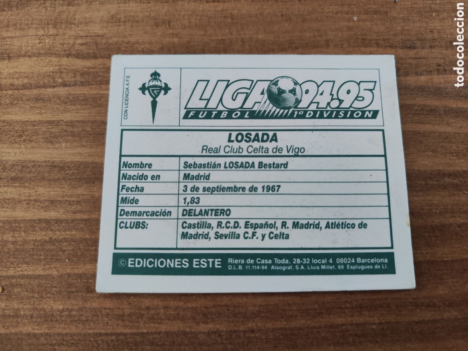 Cromos de f&uacute;tbol: Este 94 95 sin pegar Celta Losada - Foto 2