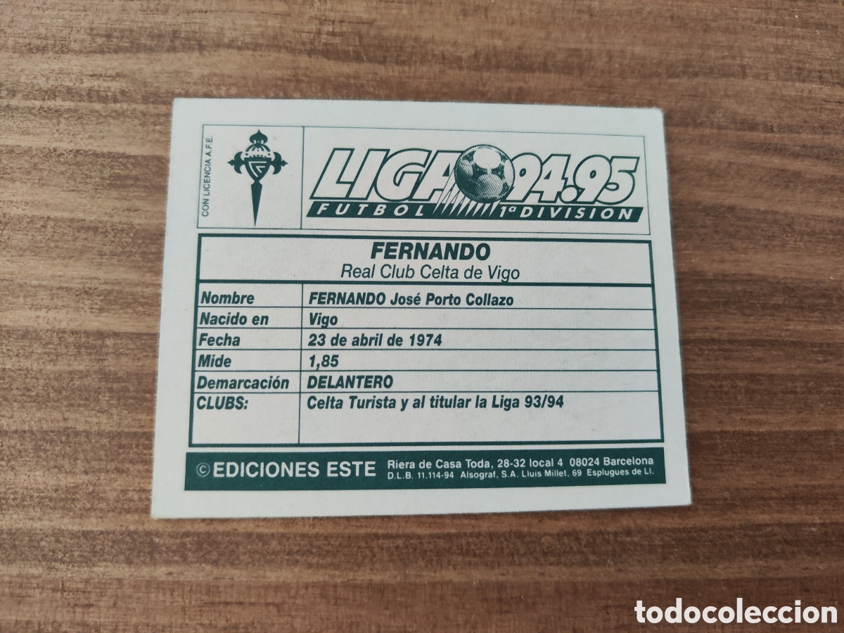 Cromos de f&uacute;tbol: Este 94 95 sin pegar Celta Fernando - Foto 2