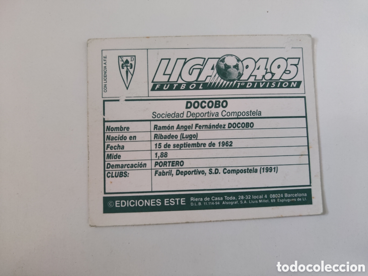 Cromos de f&uacute;tbol: Este 94 95 sin pegar Compostela Docobo - Foto 2