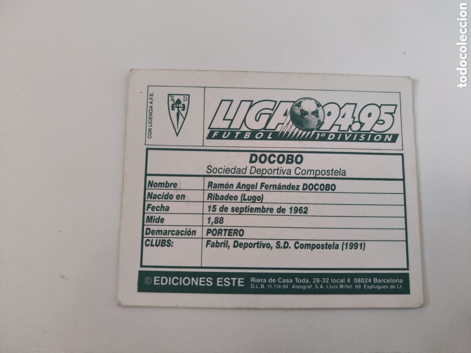 Cromos de f&uacute;tbol: Este 94 95 sin pegar Compostela Docobo - Foto 2