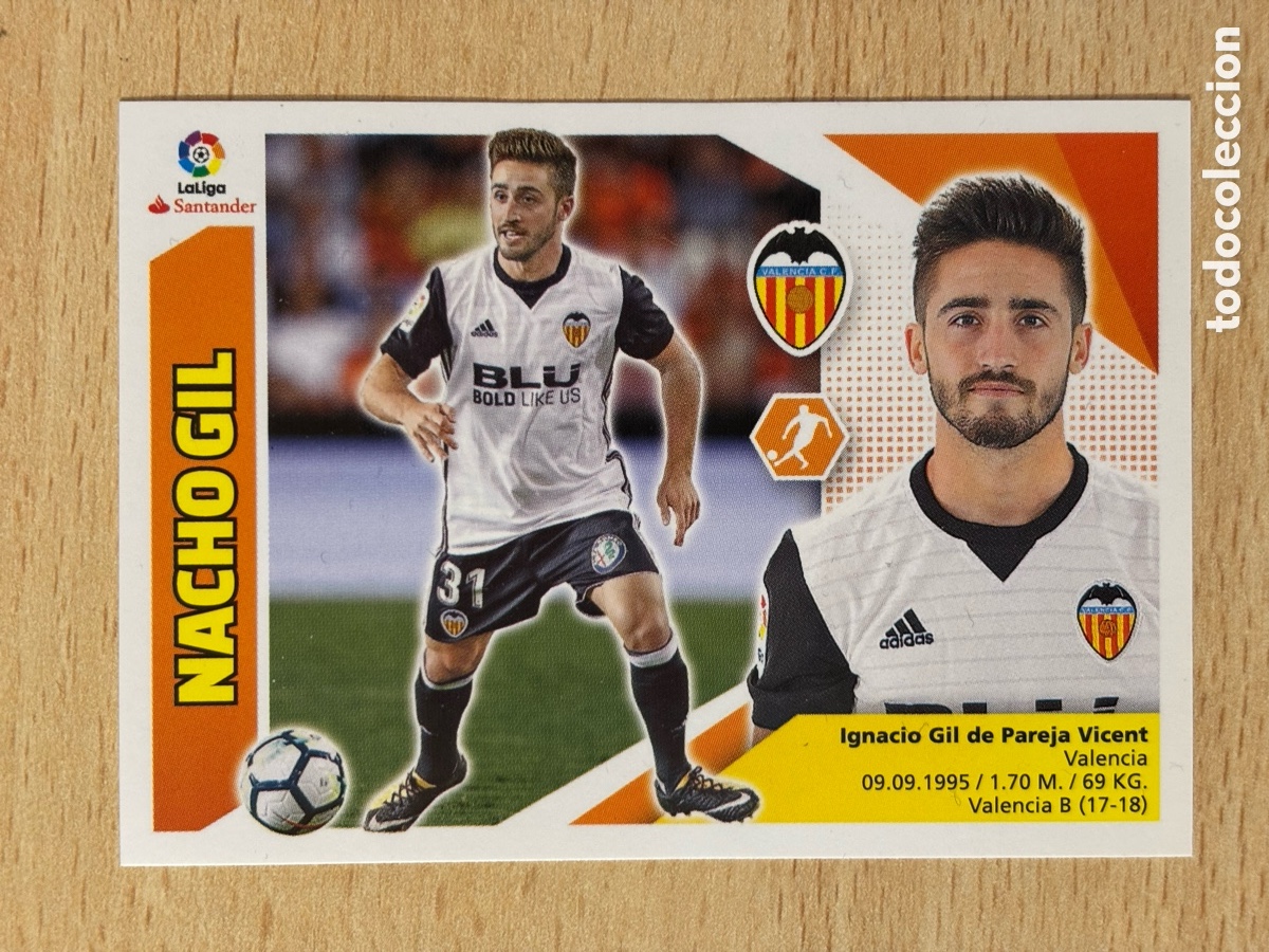 Cromos de f&uacute;tbol: # 9B Nacho Gil Valencia CF Ediciones Este 2017-18 nuevo - Foto 1