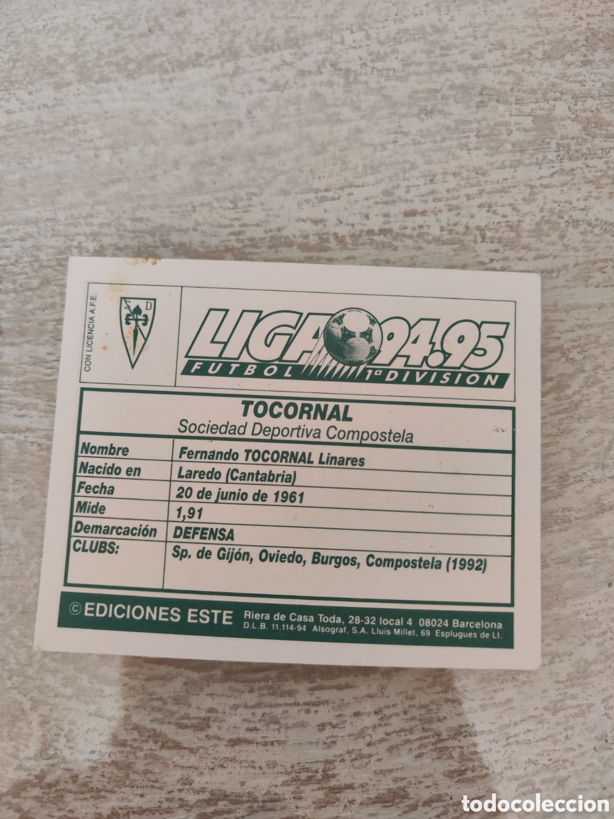 Cromos de f&uacute;tbol: Este 94 95 sin pegar Compostela Tocornal - Foto 2