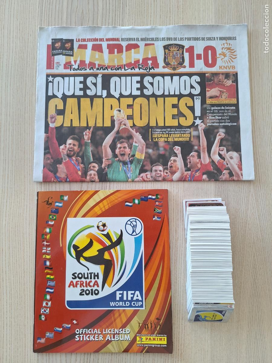 Cromos de f&uacute;tbol: PANINI MUNDIAL SUDAFRICA 2010 COLECCION COMPLETA SIN PEGAR MAS ALBUM MAS REGALO PERIODICO MARCA