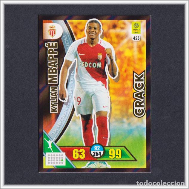 Fu&szlig;ball-Sticker: ADRENALYN XL 2017 2018 17 18 PANINI KYLIAN MBAPP&Eacute; 455 M&Oacute;NACO CRACK LIGUE ROOKIE CARD F&Uacute;TBOL FOOT