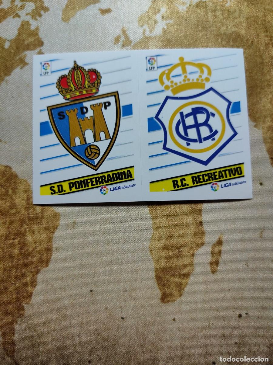 Fu&szlig;ball-Sticker: Liga Este ESCUDOS LIGA ADELANTE 9 S. D. PONFERRADINA / R. C.RECREATIVO 2013-14 13 14