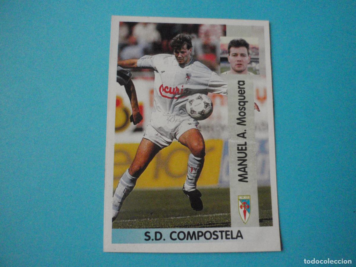 Fu&szlig;ball-Sticker: Cromo sticker 159 MANUEL Compostela VERSI&Oacute;N FOTOMONTAJE. LIGA 96/97 PANINI. 1996 1997. Recortado