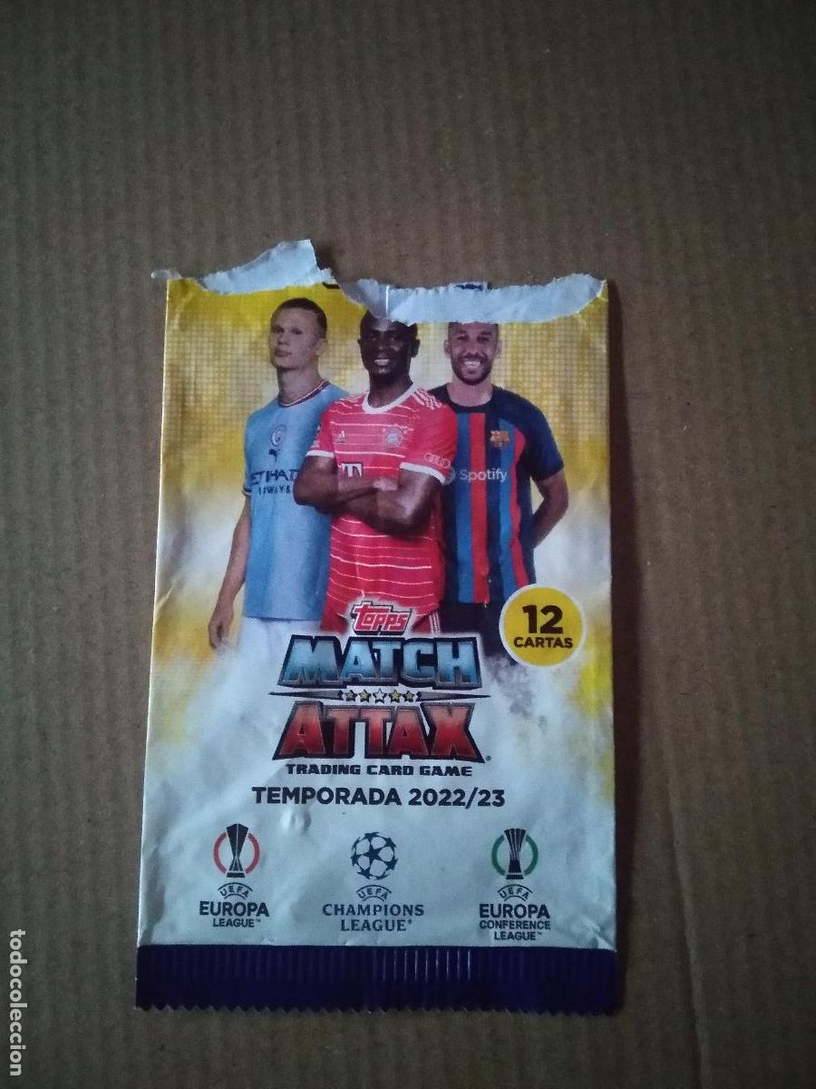 Cromos de f&uacute;tbol: SOBRE VACIO CROMO FUTBOL MATCH ATTAX 22-23 TOPPS 2022-2023 HAALAND MANE AUBAMEYANG