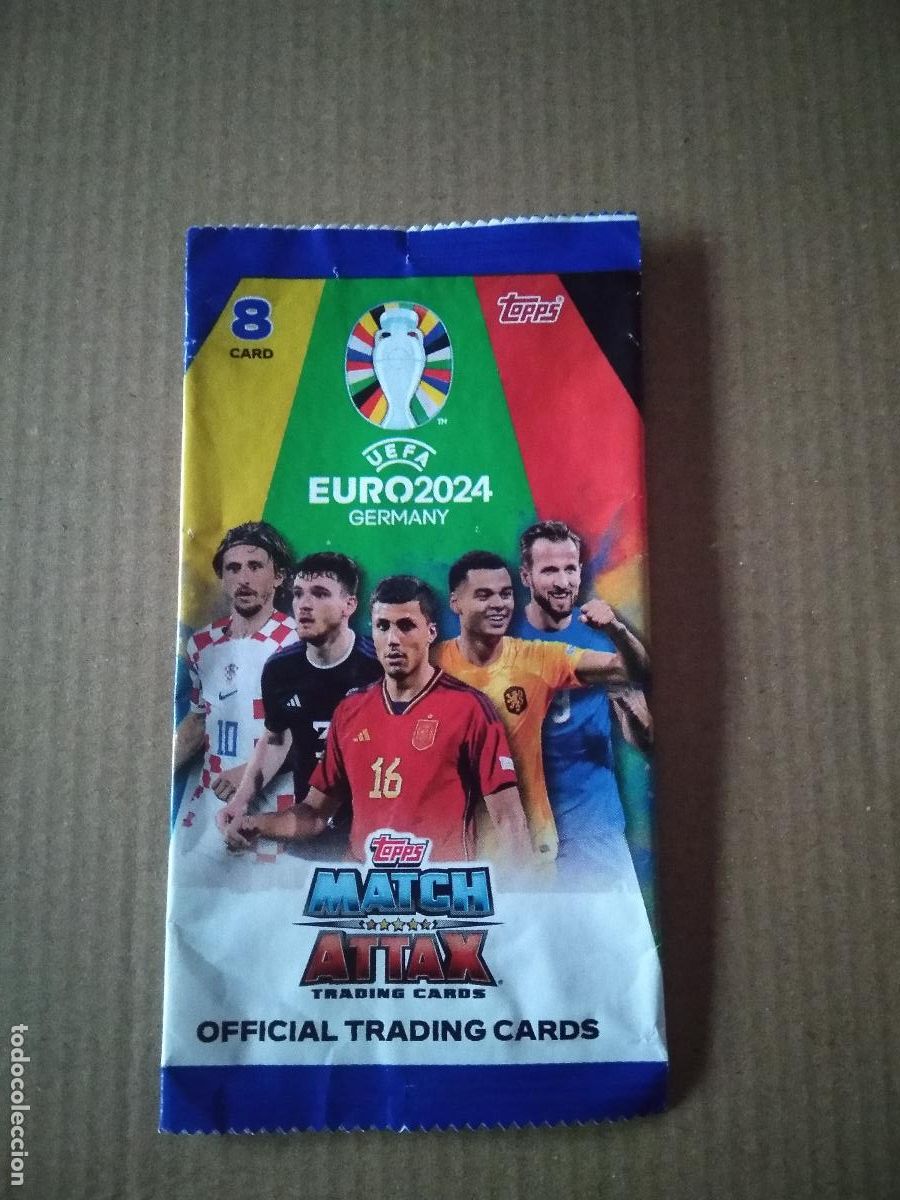 Cromos de F&uacute;tbol: SOBRE VACIO CROMO FUTBOL EURO 2024 EUROCOPA MATCH ATTAX TOPPS RODRI GAKPO KANE MODRIC ROBERTSON