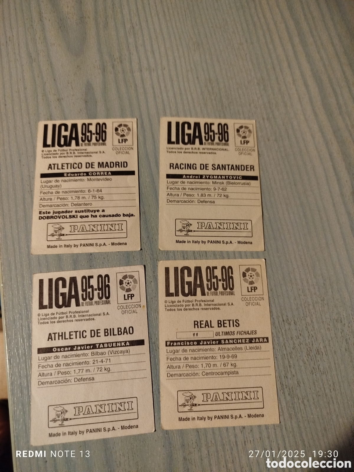 Cromos de f&uacute;tbol: 4 cromos Panini 95.96.sin pegar - Foto 2