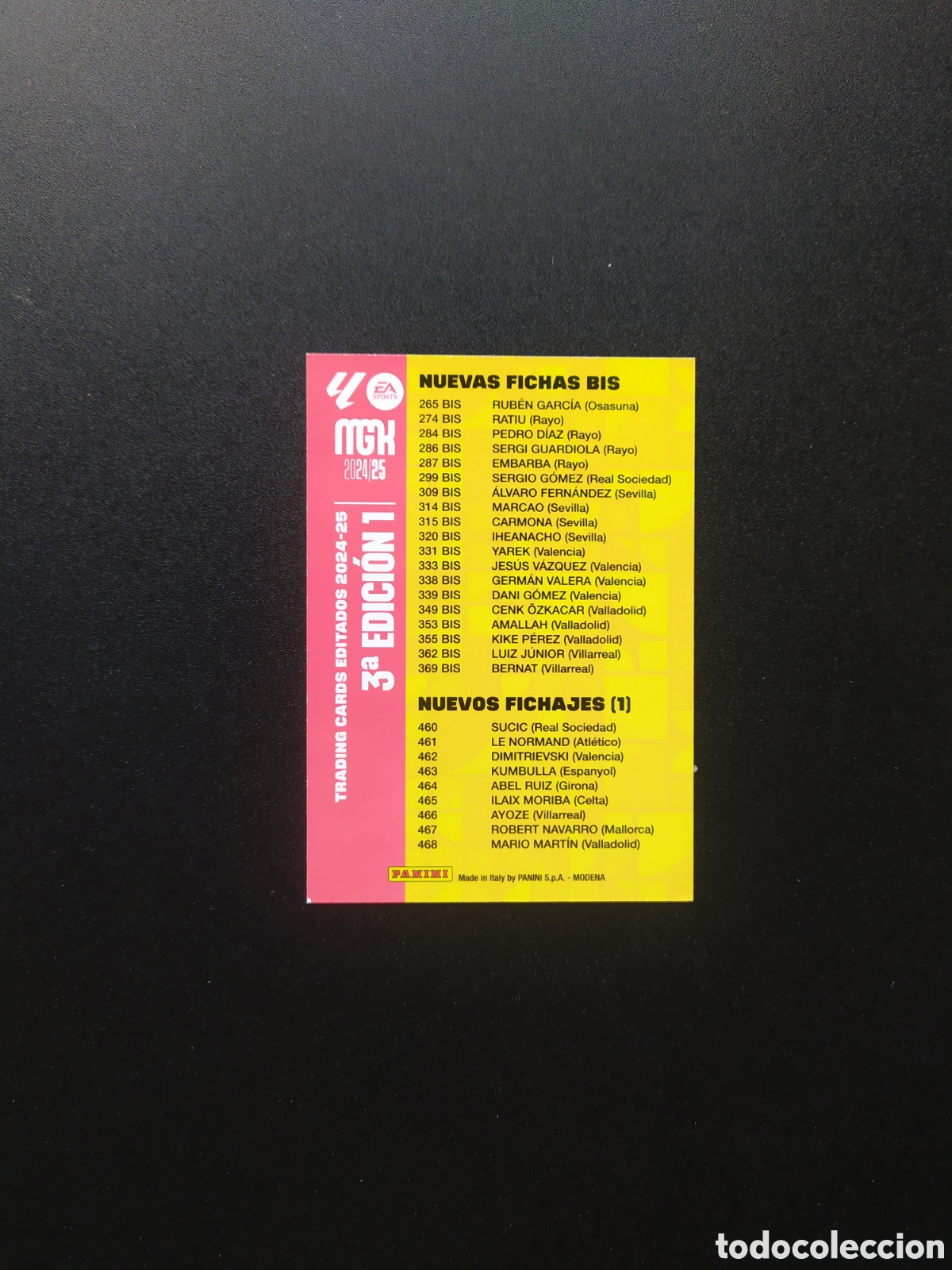 Cartes &agrave; collectionner de Football: Megacracks 2024 2025 24 25 panini &iacute;ndice 3 edici&oacute;n 1 nuevos fichajes fichas bis