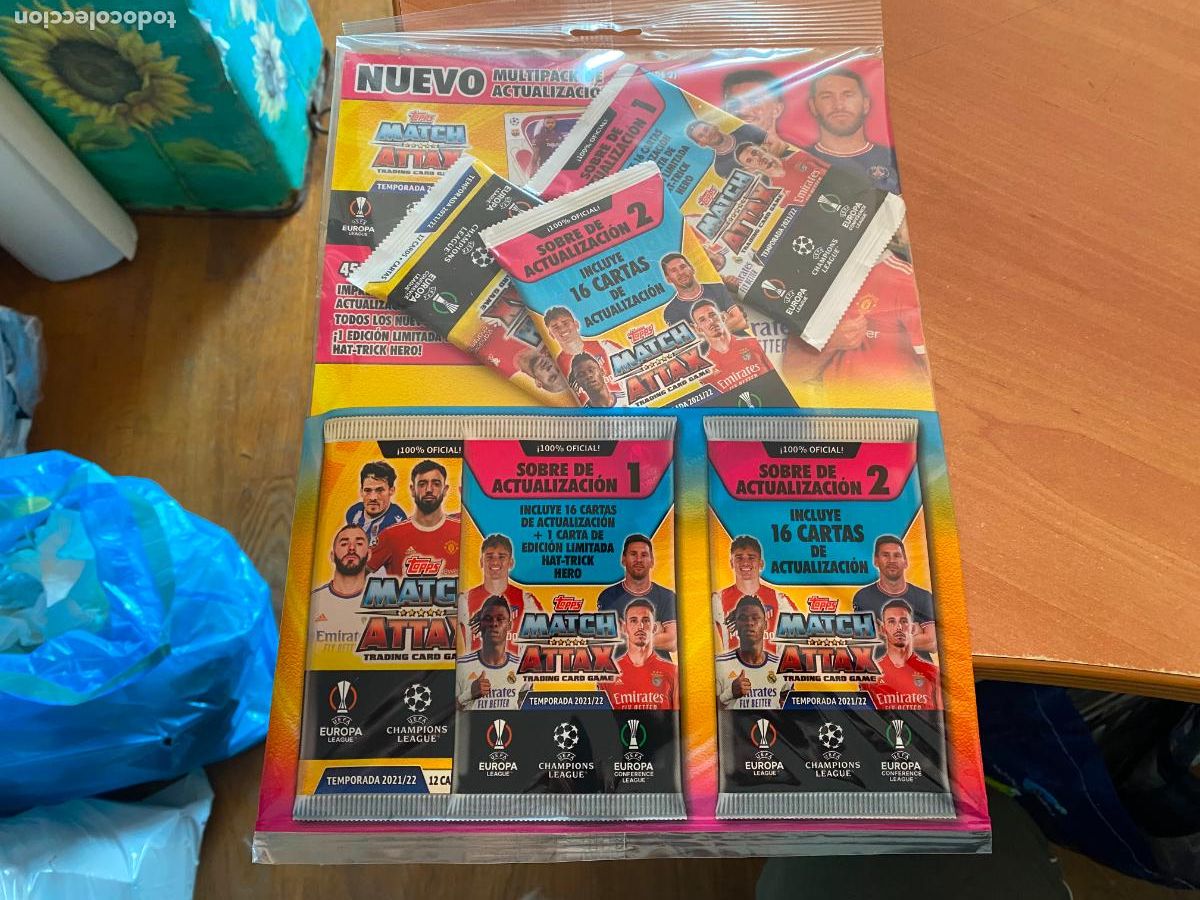 Cromos de F&uacute;tbol: MATCH ATTAX MULTIPACK ACTUALIZACION 1 2021 22. 45 CARTAS INCLUYENDO HAT TRICK HERO MESSI (COIB252)