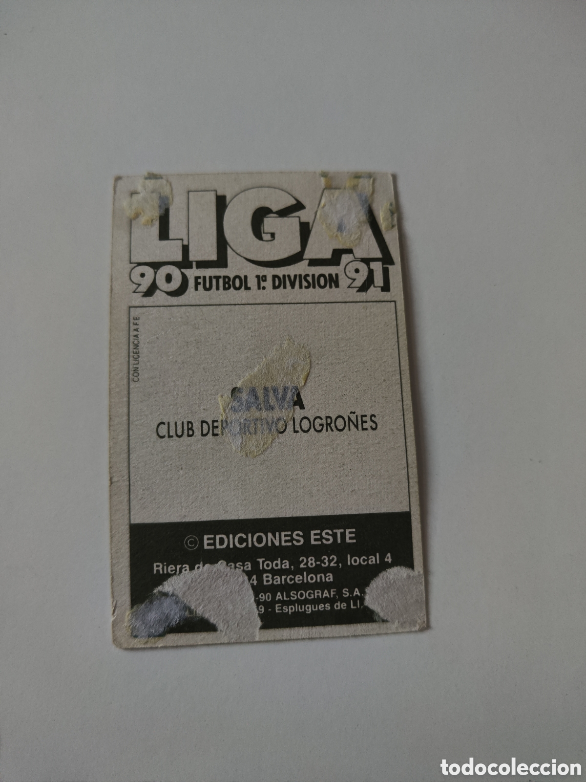 Cromos de f&uacute;tbol: Este 90 91 despegado Logro&ntilde;&eacute;s Salva - Foto 2