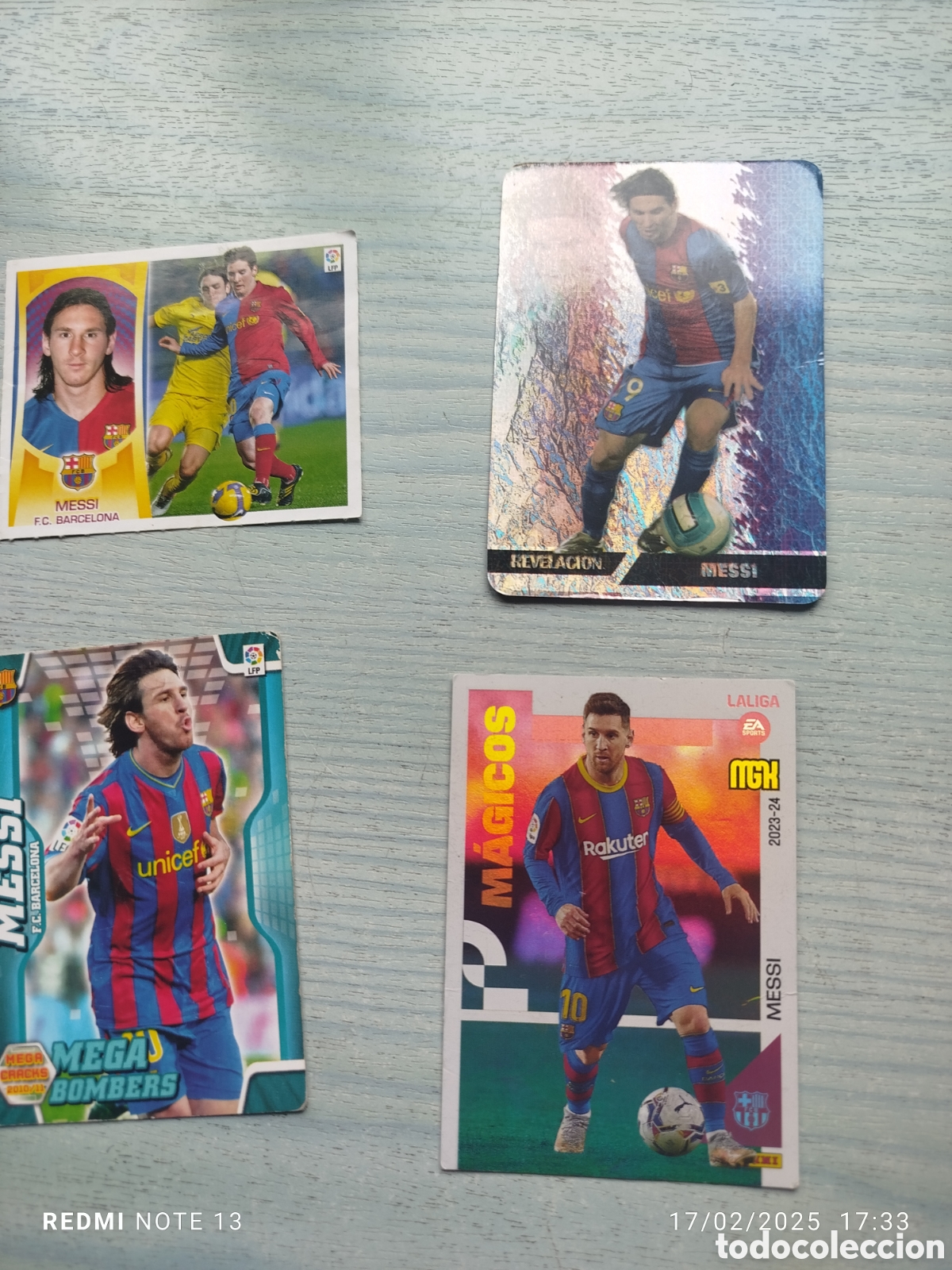 Cromos de f&uacute;tbol: Lote 4 diferentes cromos de MESSI - Foto 1