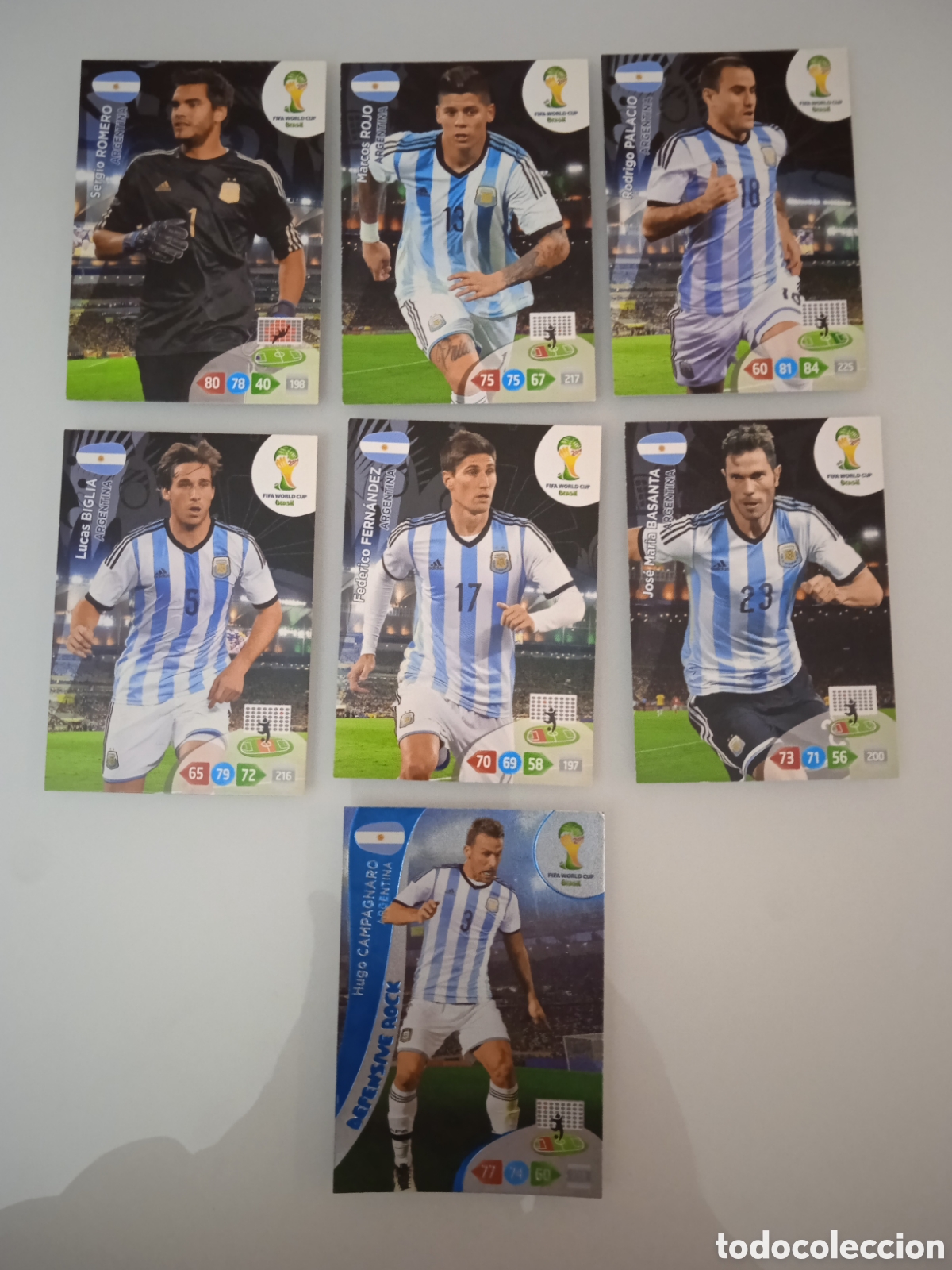 Cromos de f&uacute;tbol: Lote 7 cromos argentina fifa world cup Brasil Adrenalyn
