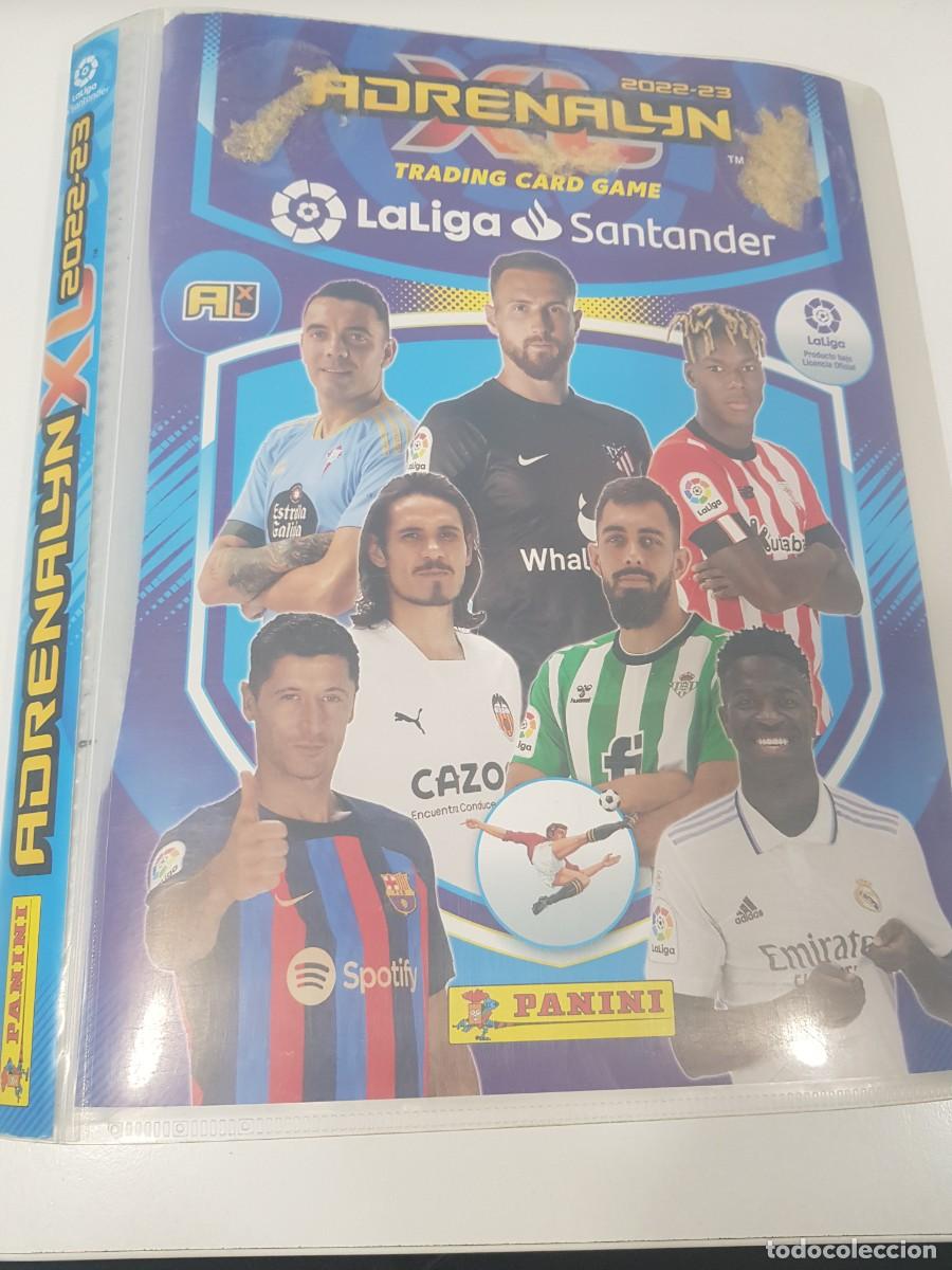 Cromos de F&uacute;tbol: Album Panini Adrenalyn 2022 2023 vacio con restos de pegatinas y pegamento en portada