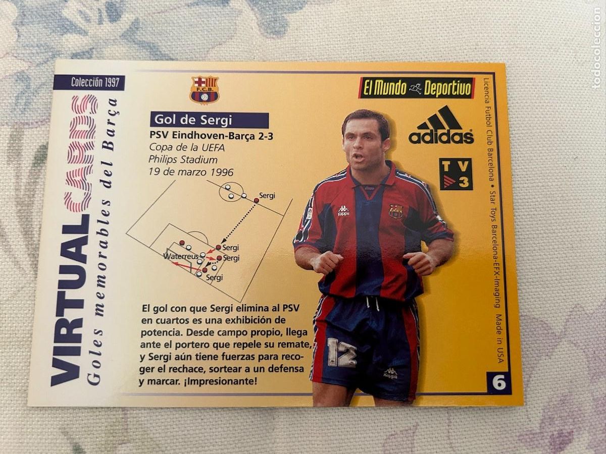Cromos de f&uacute;tbol: sergi gol contra psv eindoven buen estado adidas nuevovn&ordm; 6