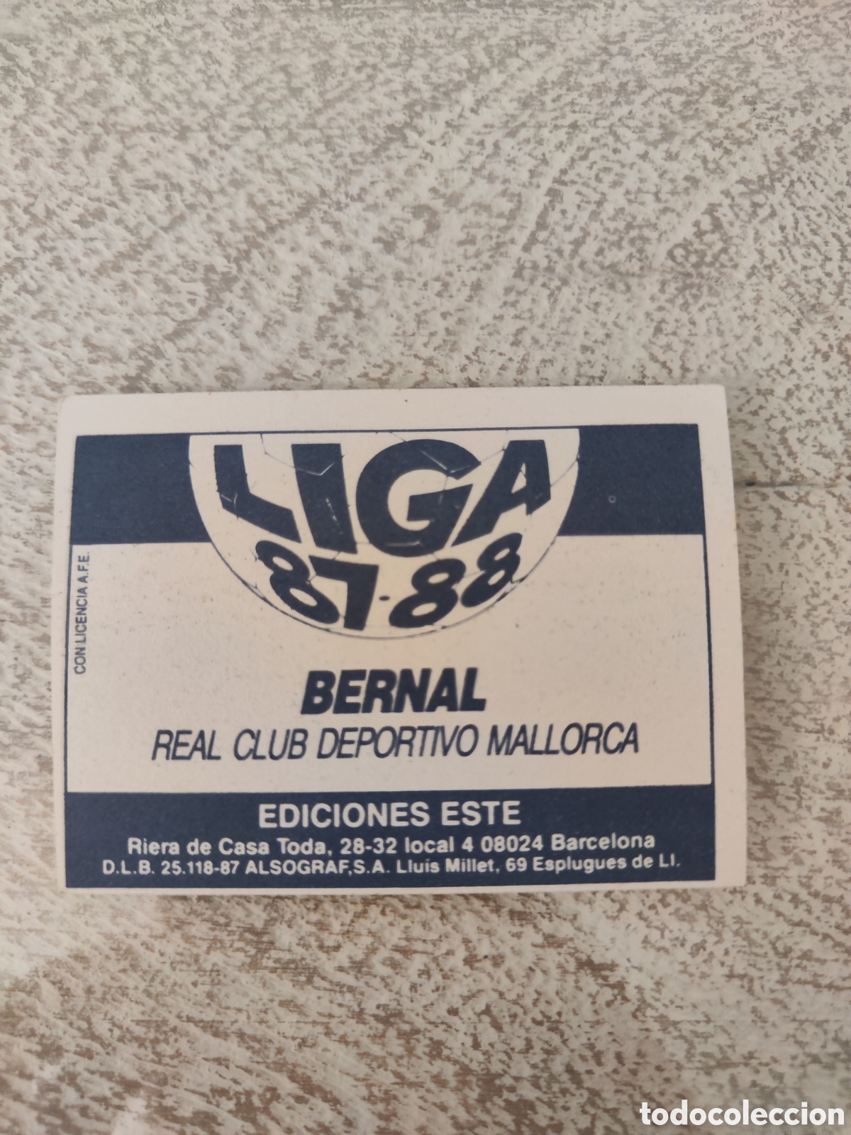 Cromos de f&uacute;tbol: Este 87 88 sin pegar Mallorca Bernal - Foto 2
