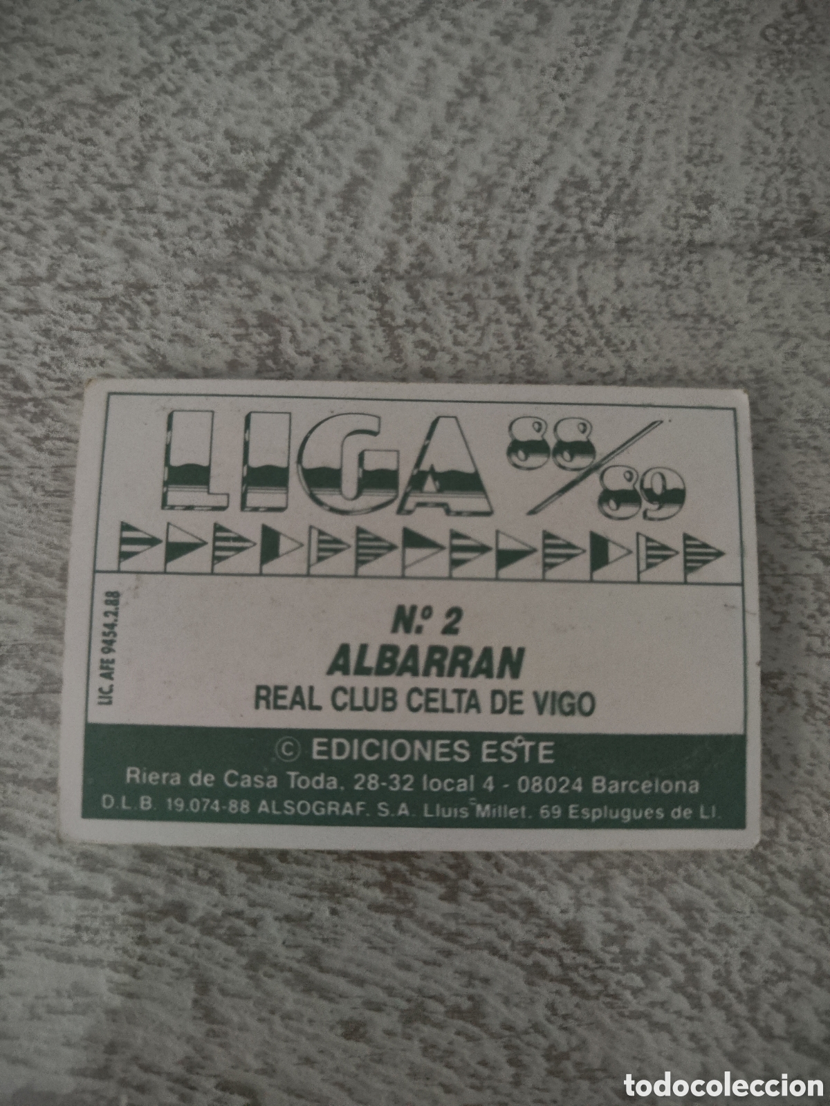 Cromos de f&uacute;tbol: Este 88 89 sin pegar Celta 2 Albarr&aacute;n - Foto 2