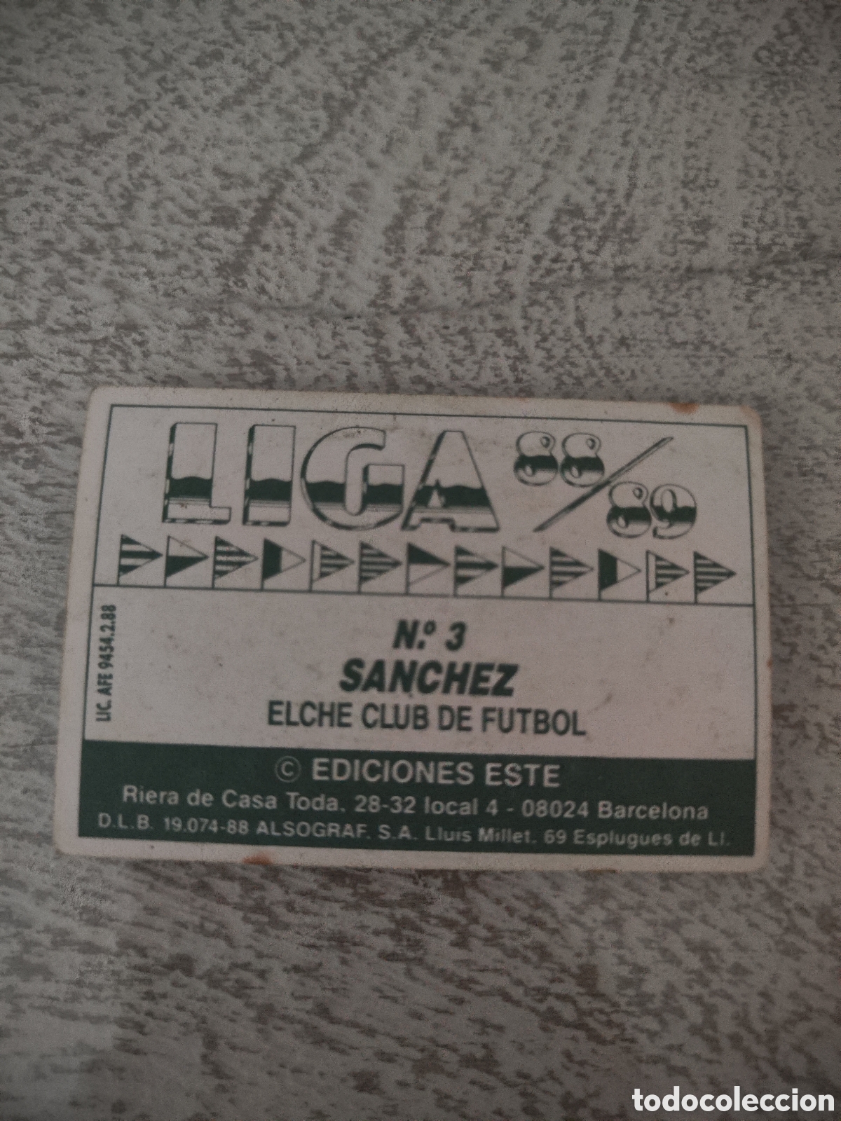 Cromos de f&uacute;tbol: Este 88 89 sin pegar Elche 3 S&aacute;nchez con defecto - Foto 2