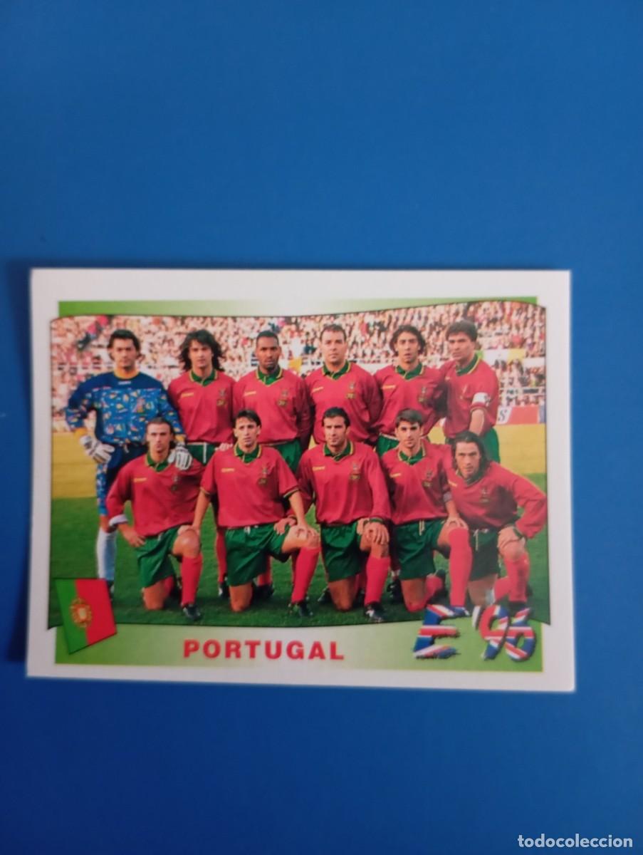 Football Stickers: Euro 96 eurocopa 96 panini 296 ALINEACI&Oacute;N DE PORTUGAL- nunca pegado