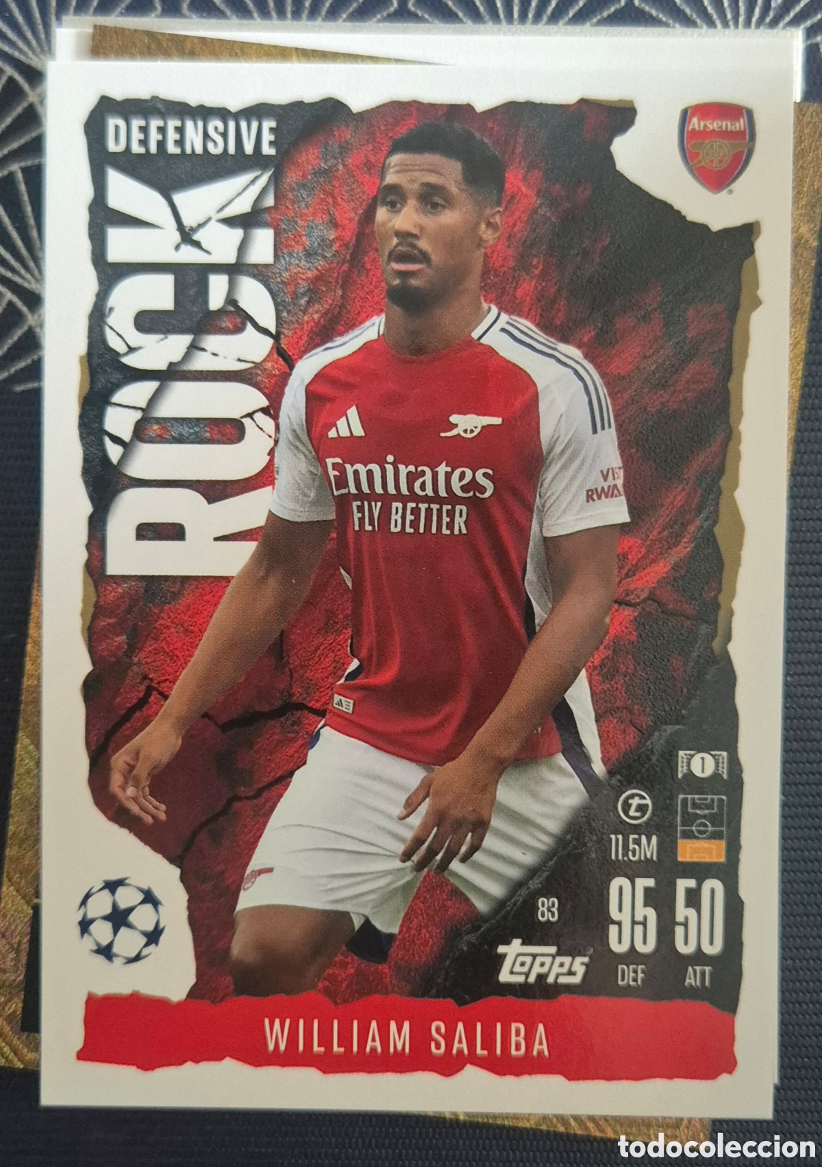 Football Stickers: 83 saliba arsenal rock defensive topps match attax 25