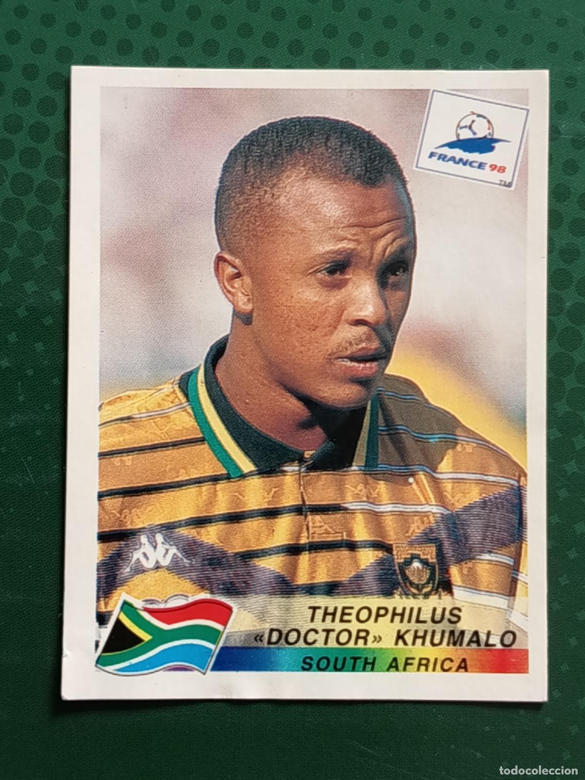 Cromos de F&uacute;tbol: KHUMALO. SUTH AFRICA. FRANCE 98. LA SEREN&Iacute;SIMA DANONE. LICENCIA DE PANINI