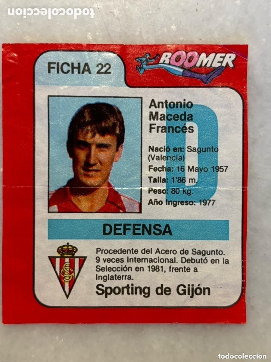 Cromos de f&uacute;tbol: Cromo f&uacute;tbol a Boomer ficha de la liga Maceda S Gij&oacute;n