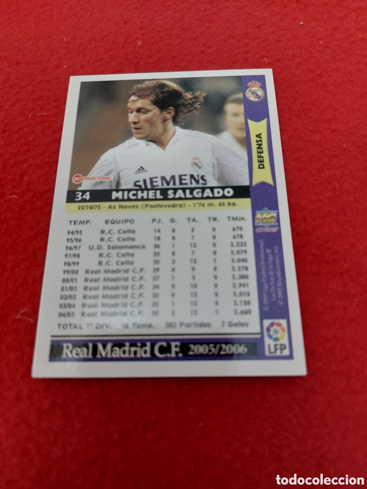 Cromos de f&uacute;tbol: Salgado 34 real madrid - Foto 2
