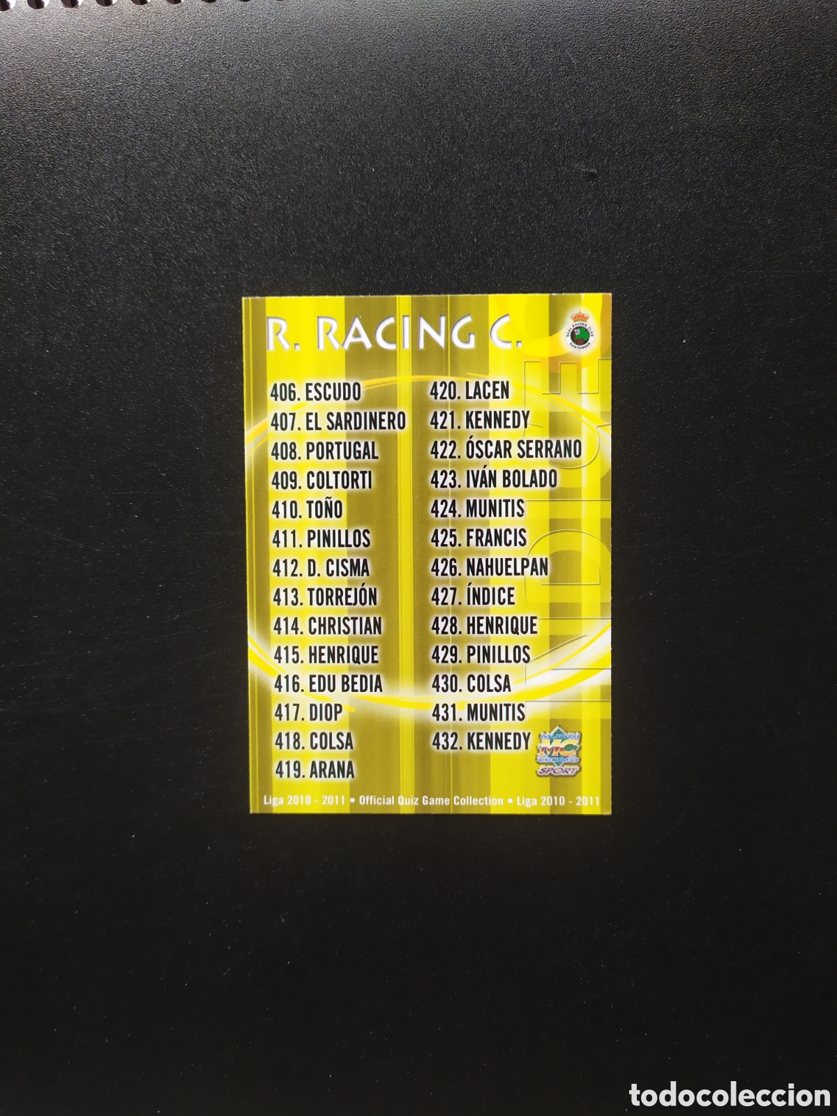 Cromos de f&uacute;tbol: Mundicromo fichas Liga 2010 2011 10 11 indice n&deg; 427 Racing Santander