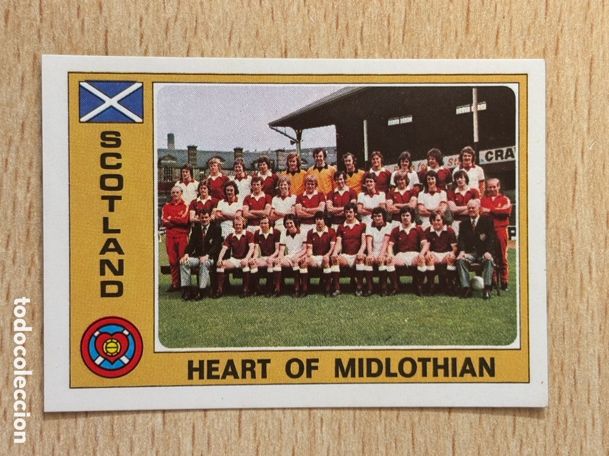 Cromos de F&uacute;tbol: # 257 Alineaci&oacute;n Heart of Midlothian Escocia Euro Football 76 Panini sin pegar