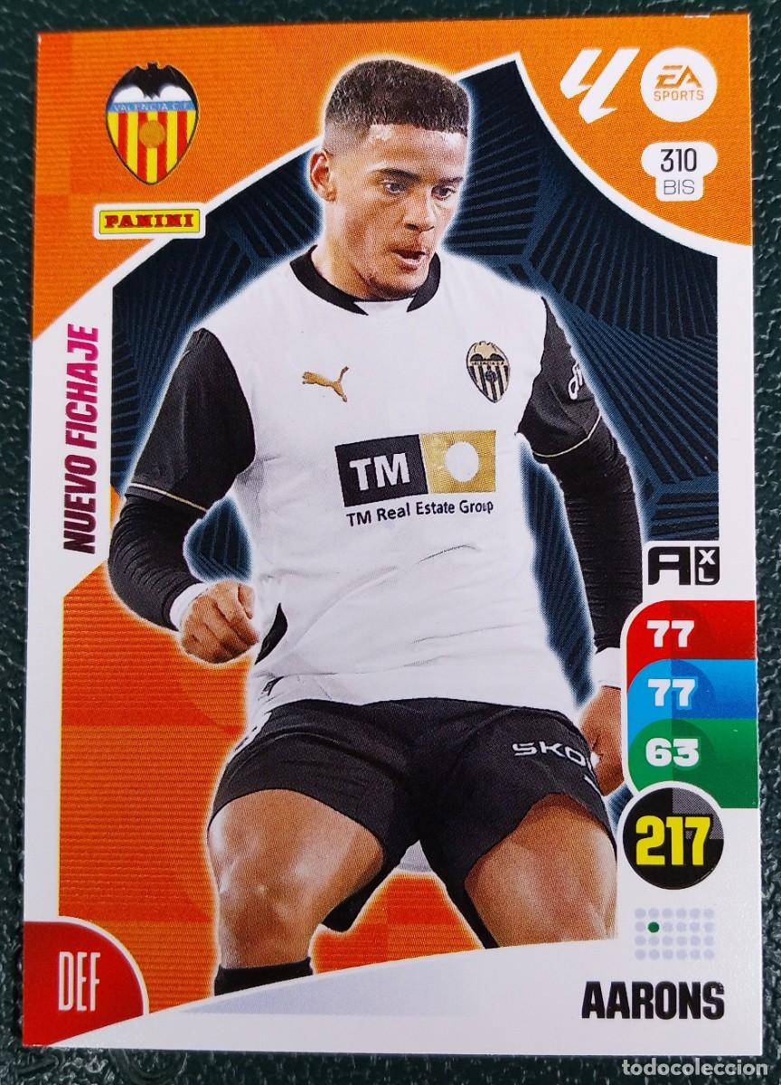 Cromos de F&uacute;tbol: 310 BIS AARONS VALENCIA CF NUEVO FICHAJE FICHAS ALBUM ADRENALYN XL 2024 2025 24 25