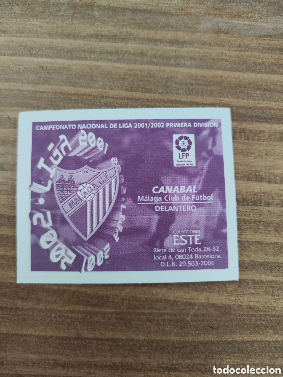 Cromos de f&uacute;tbol: Este 01 02 2001 2002 sin pegar M&aacute;laga Canabal - Foto 2