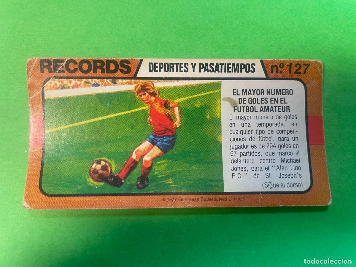 Figurine di Calcio: Cromo BIMBO. Records. N&ordm;127. Deportes y pasatiemp. Mayor numero goles en futbol amateur. Jones tdkc1