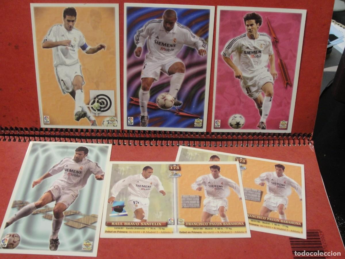 Cromos de f&uacute;tbol: 6 CROMOS GIGANTES MUNDICROMO 2004 - FIGO RAUL SOLARI ROBERTO CARLOS PAVON PORTILLO BRAVO - NUEVOS
