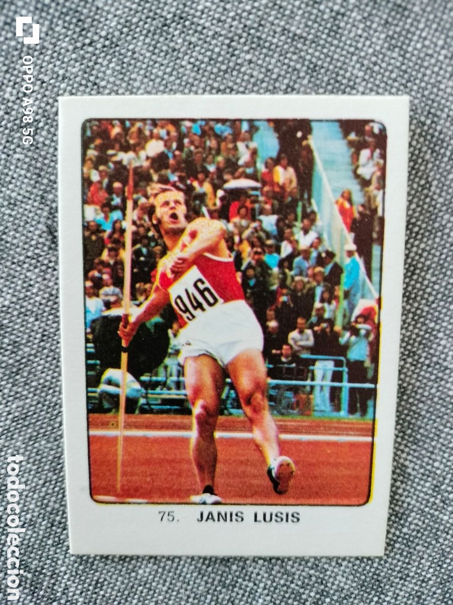Cromos de Futebol: Cromo 75 Janis Lusis Keisa Campeones del deporte mundial 1974