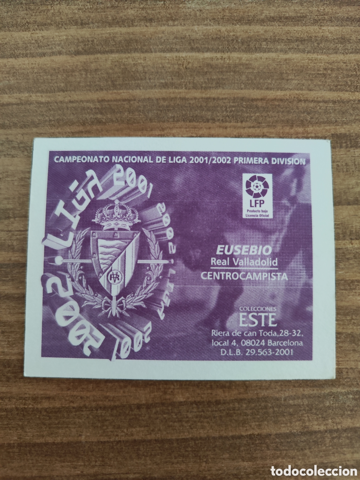 Cromos de f&uacute;tbol: Este 01 02 2001 2002 sin pegar Valladolid Eusebio - Foto 2