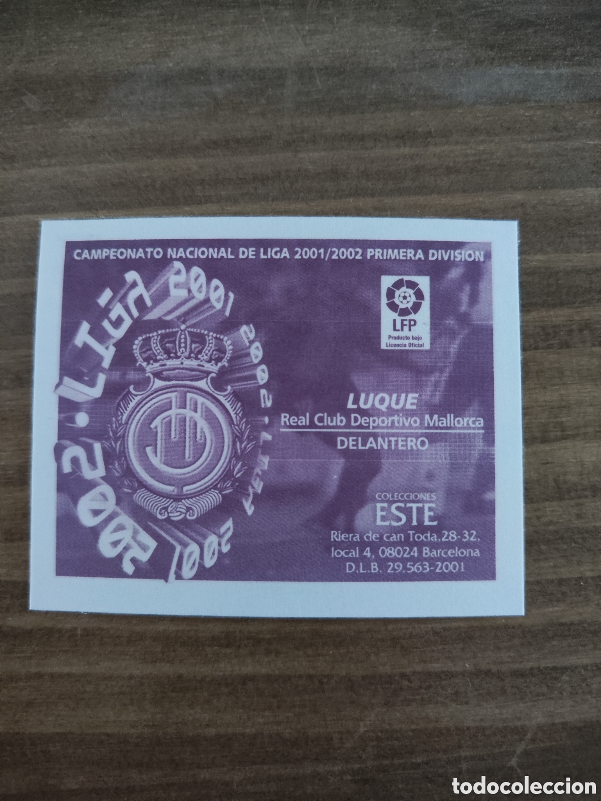 Cromos de f&uacute;tbol: Este 01 02 2001 2002 sin pegar Mallorca Luque - Foto 2