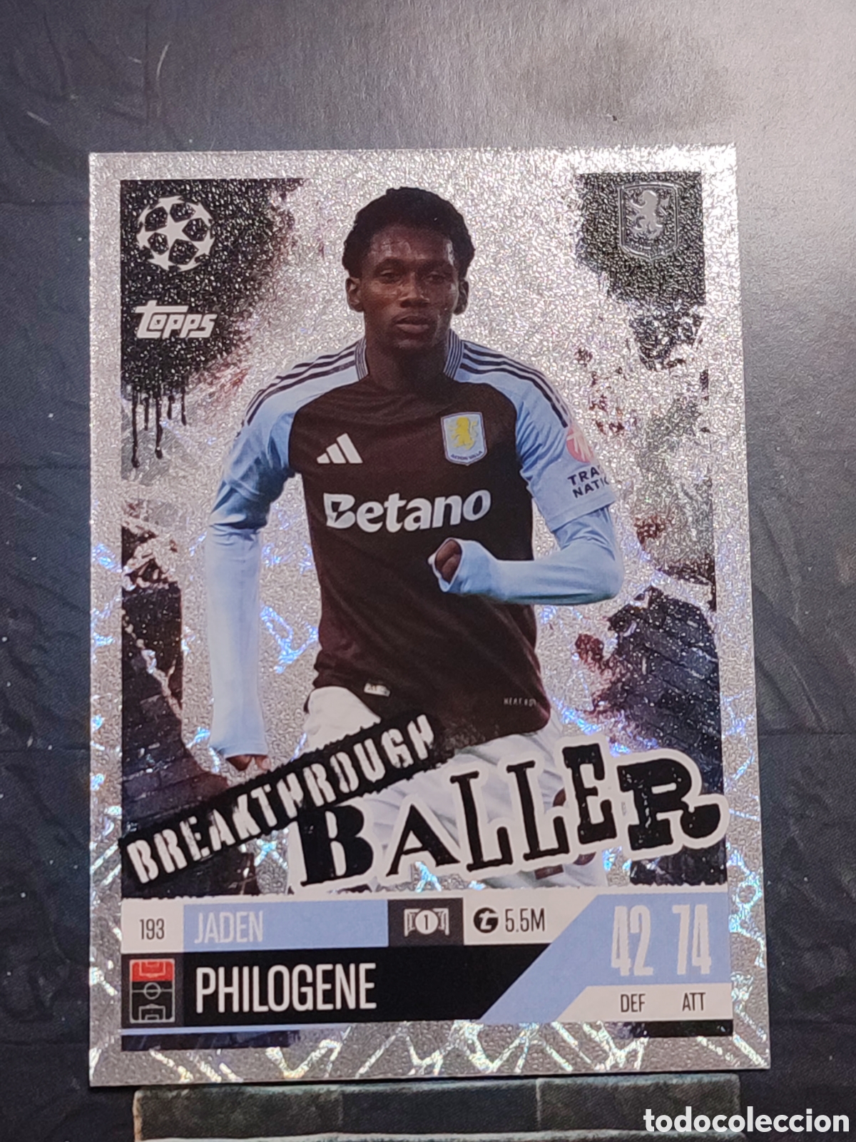 Fu&szlig;ball-Sticker: 193 Jaden Philogene Aston Villa Breakthrough Baller Match Attax Extra 2024 2025 Topps