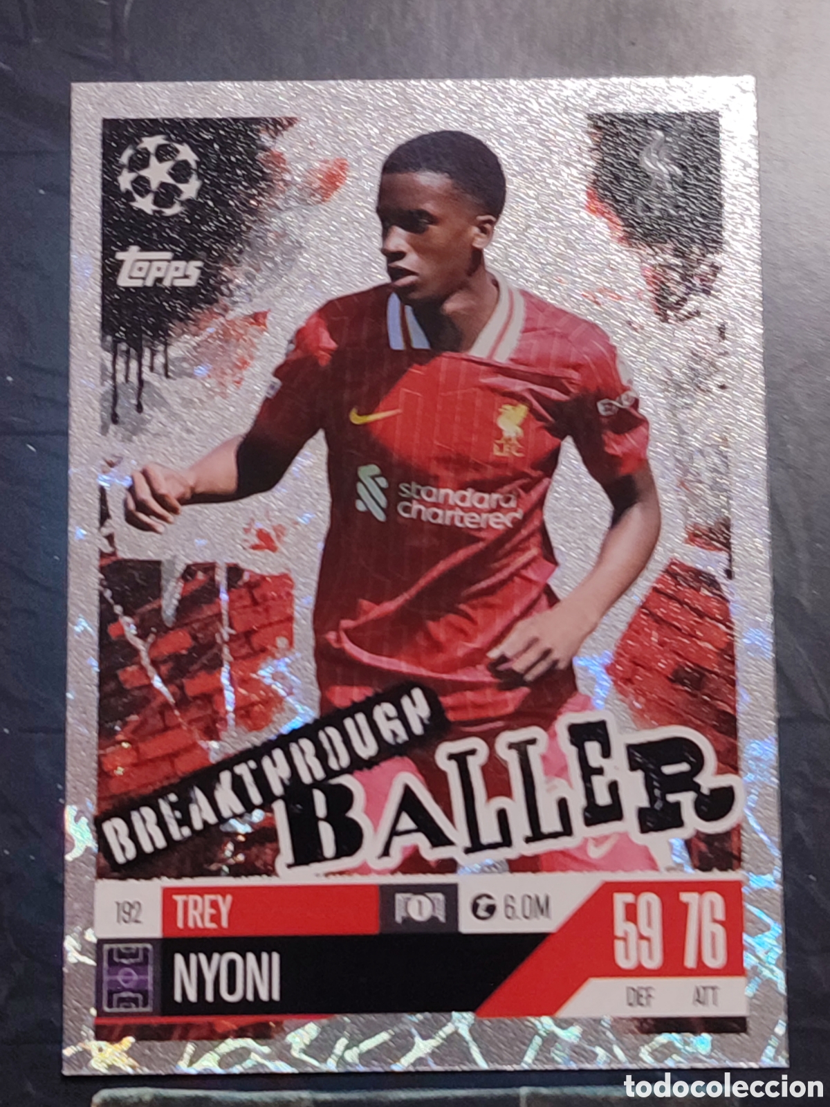 Fu&szlig;ball-Sticker: 192 Trey Nyoni Liverpool Breakthrough Baller Match Attax Extra 2024 2025 Topps