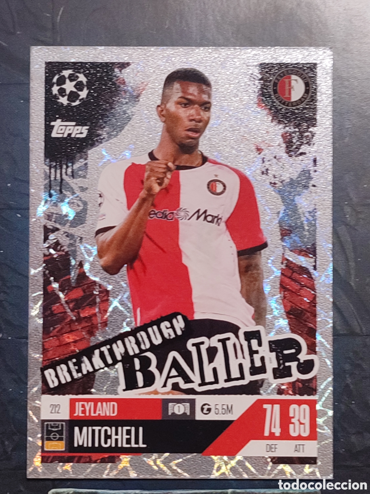 Fu&szlig;ball-Sticker: 212 Jeyland Mitchell Feyenoord Breakthrough Baller Match Attax Extra 2024 2025 Topps