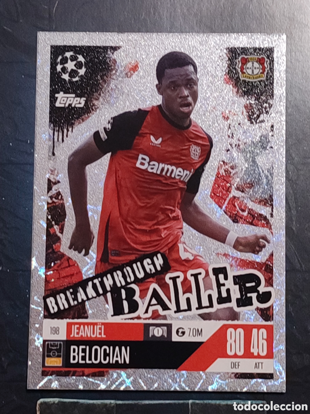 Fu&szlig;ball-Sticker: 198 Jeanu�l Belocian Bayer 04 Leverkusen Breakthrough Baller Match Attax Extra 2024 2025 Topps