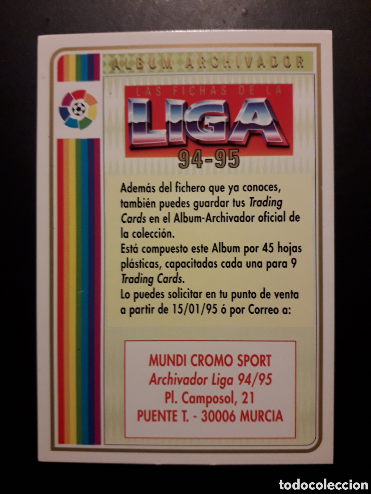 Cromos de F&uacute;tbol: ALBUM ARCHIVADOR FICHAS LIGA 1994 1995 94 95 MUNDICROMO MC PEDIDO M&Iacute;NIMO 3&euro;