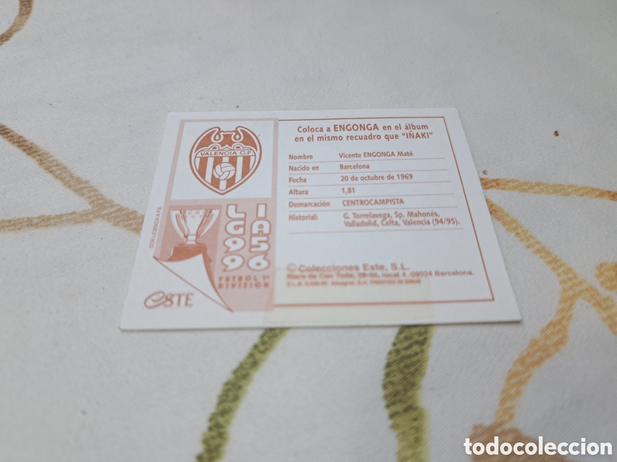 Cromos de f&uacute;tbol: Engonga Valencia 1995.96 - Foto 3