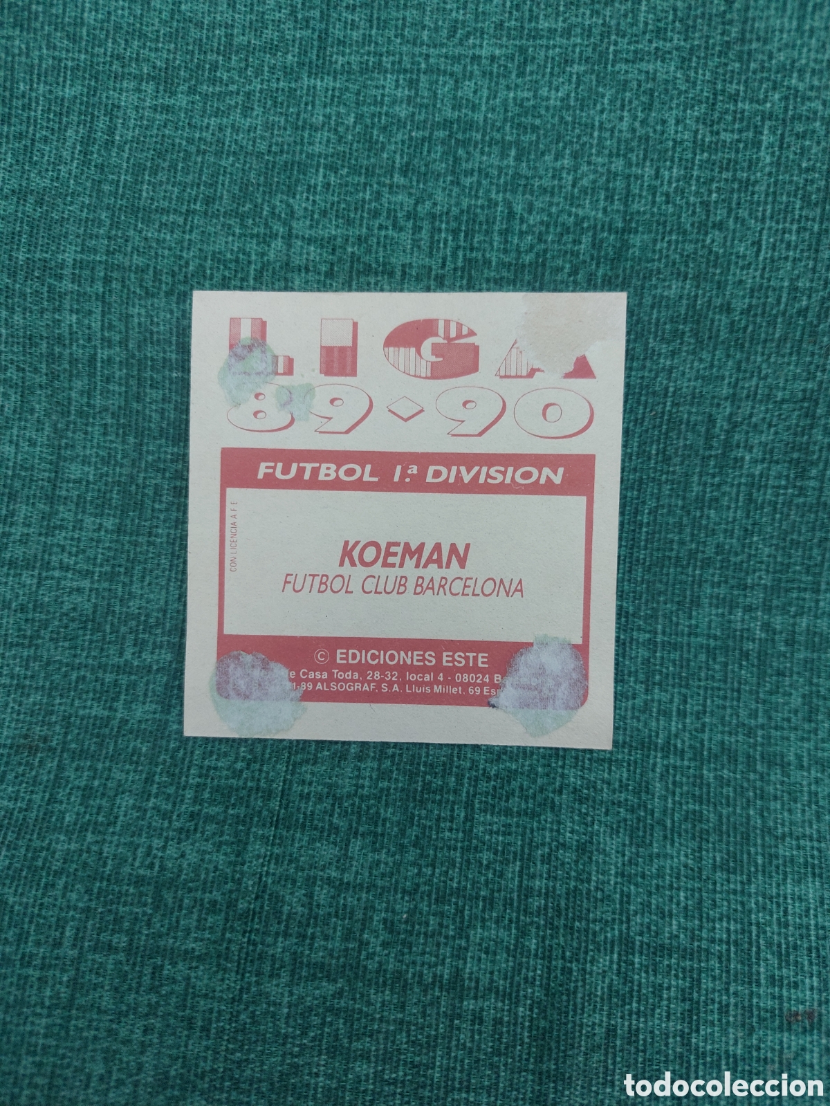 Cromos de f&uacute;tbol: Koeman barcelona 89/90 - Foto 2